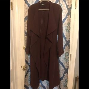 Express Merlot Lapel Belted Coat